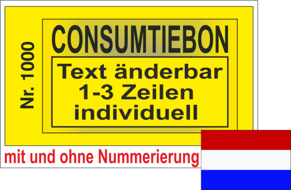 NL - 1000 Consumptiebonnen - "3 Zeilen Text"